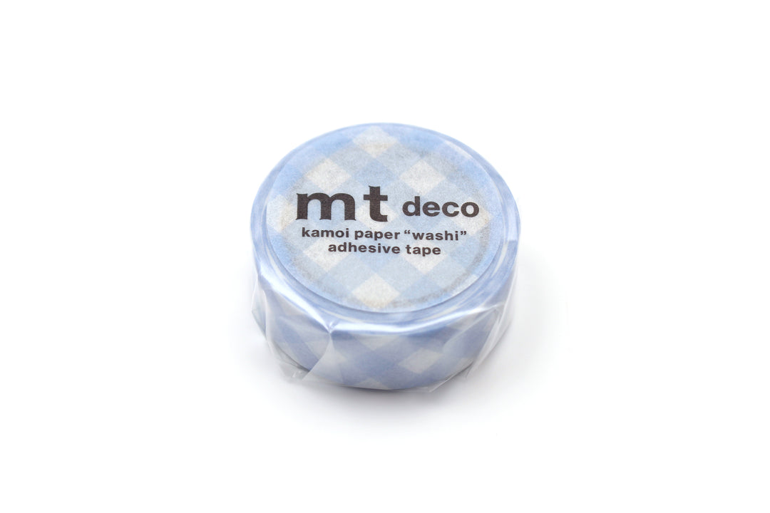 MT Deco Washi Tape - Thick Checkered Pastel Ultramarine — applied on surface