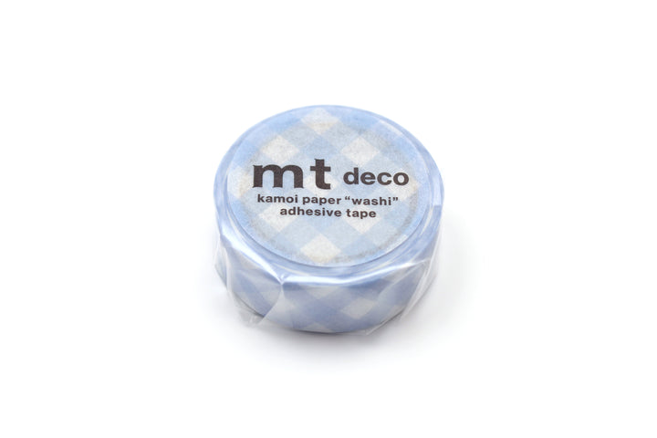 MT Deco Washi Tape - Thick Checkered Pastel Ultramarine — applied on surface