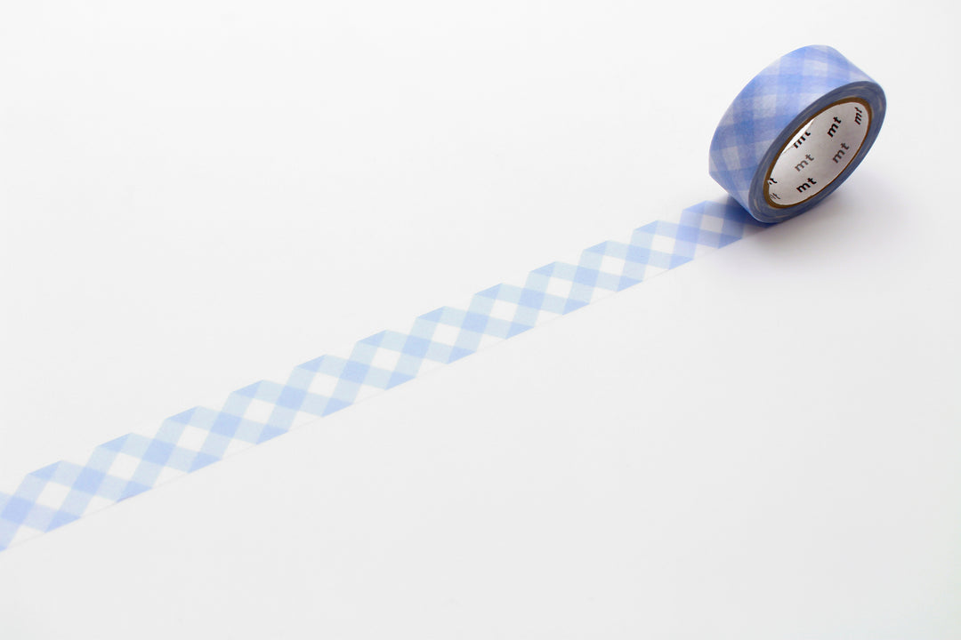 MT Deco Washi Tape - Thick Checkered Pastel Ultramarine — pattern detail