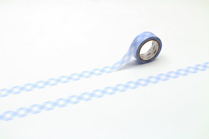 MT Deco Washi Tape - Thick Checkered Pastel Ultramarine — roll front