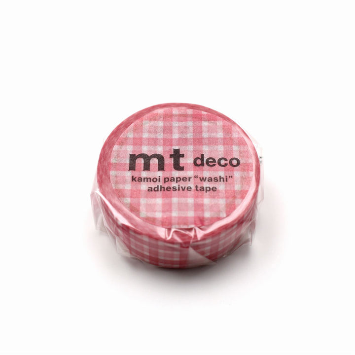 MT 1P Kamoi Washi Tape - Overlapped Wide Gingham Pink — pattern detail