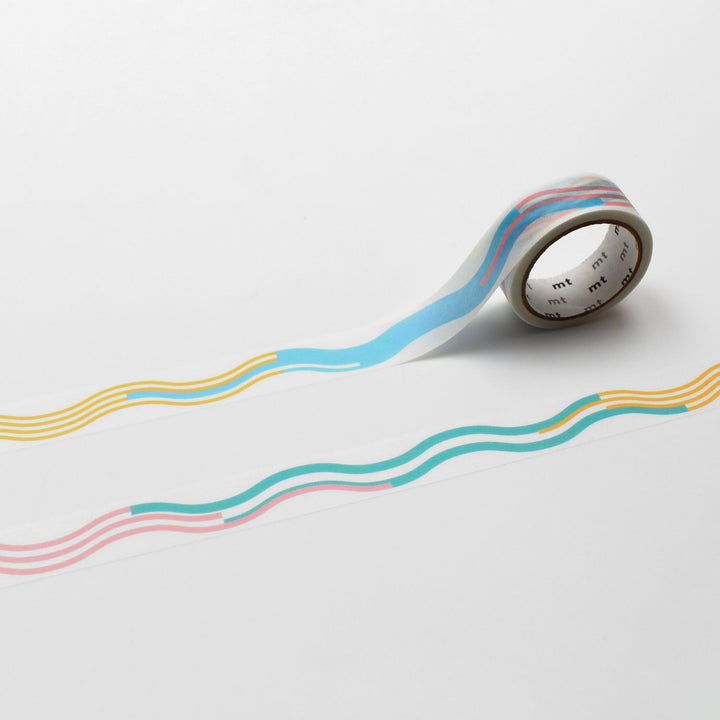 MT 1P Kamoi Washi Tape - Wavy Pastel — roll front