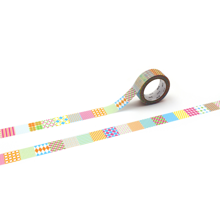 MT 1P Kamoi Washi Tape - Geometric Pattern — roll front