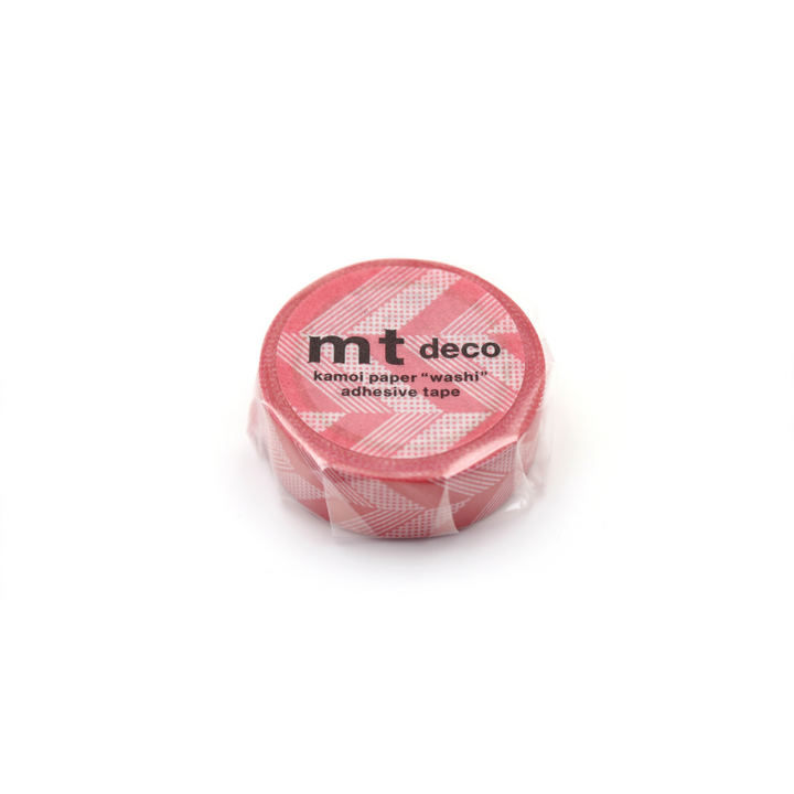 MT 1P Kamoi Washi Tape - Multi-stripe Pink — applied on surface