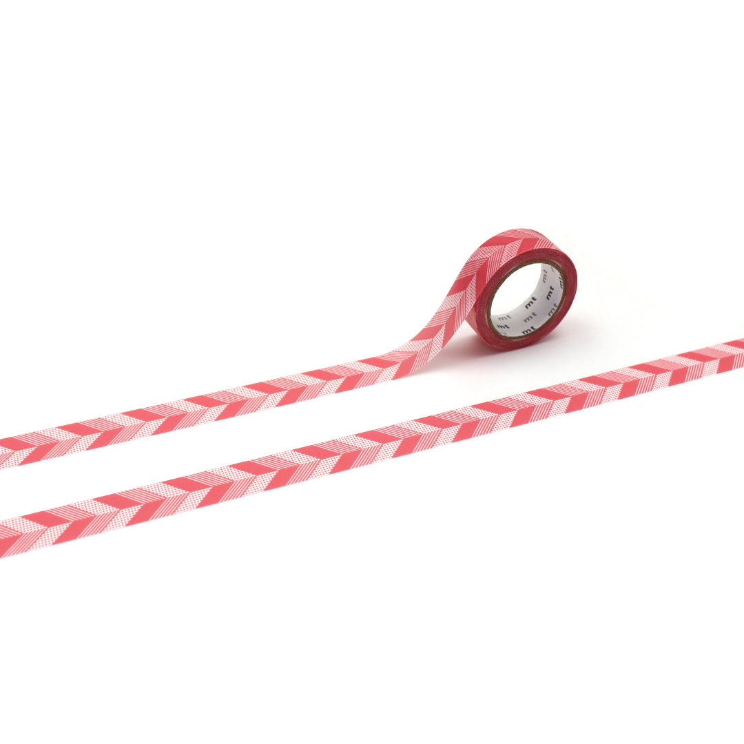 MT 1P Kamoi Washi Tape - Multi-stripe Pink — roll front