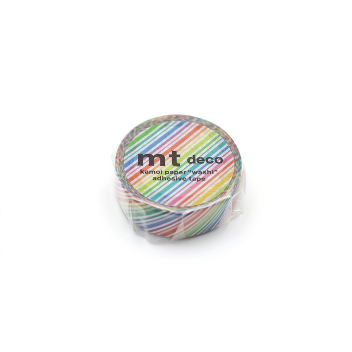MT 1P Kamoi Washi Tape - Rainbow Stripe — applied on surface