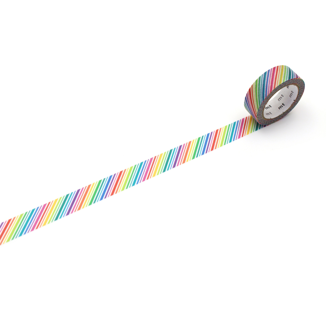 MT 1P Kamoi Washi Tape - Rainbow Stripe — pattern detail