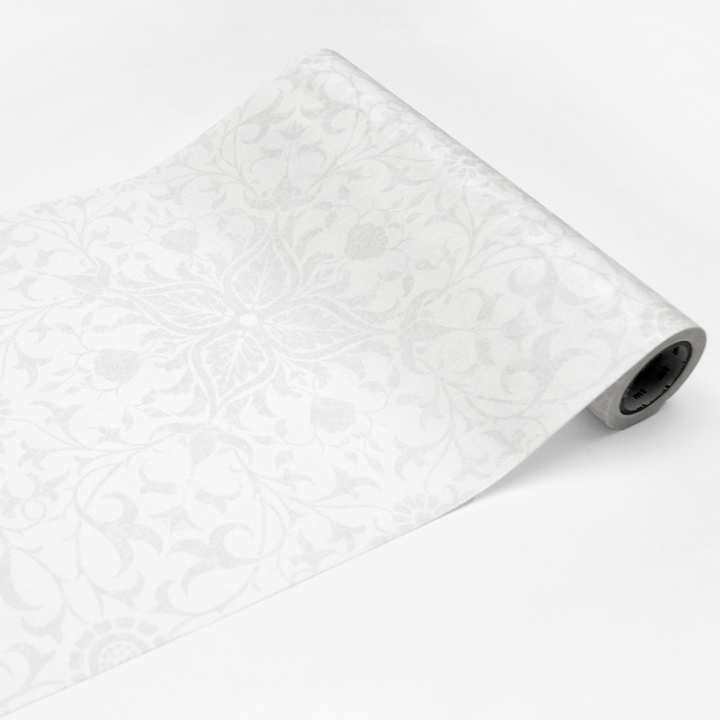 MT CASA Morris &amp; Co. Pure Net Ceiling Embroidery Paper - White — roll front