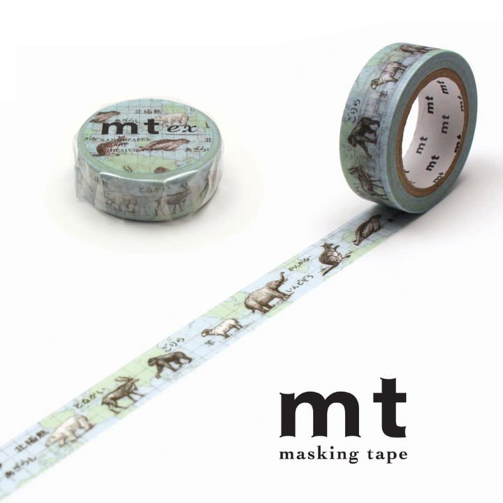 MT EX Washi Tape in World Animals — MT Tape washi tape — decorative Japanese paper tape for journaling and craft, at Cityluxe Singapore