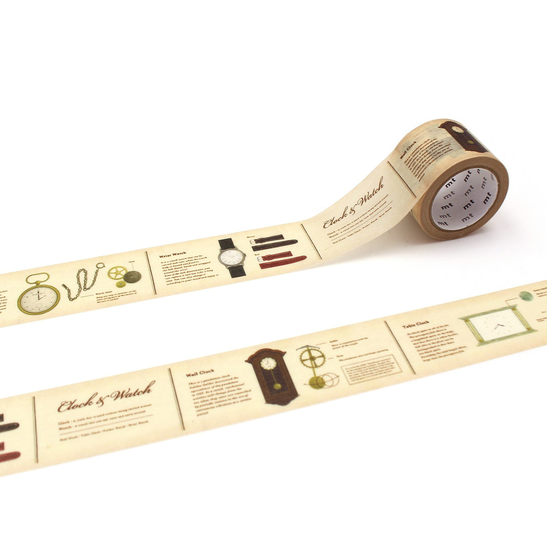 MT EX Washi Tape - Encyclopedia Clock — roll front