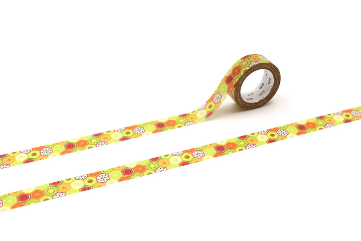MT EX Washi Tape - Hexagon Fruits — roll front