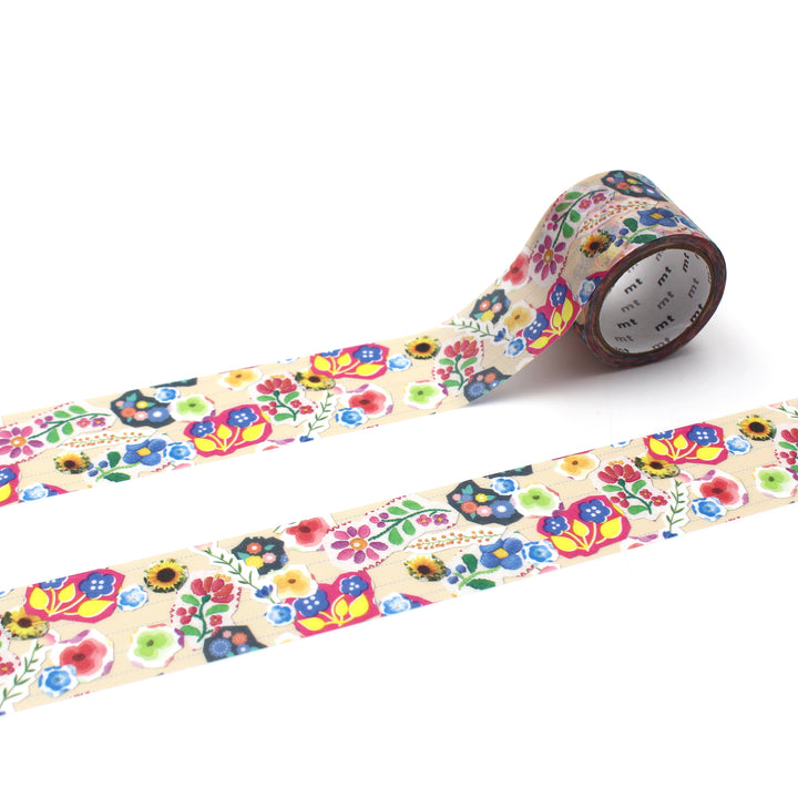 MT EX Washi Tape - Flower Sticker Collage — roll front