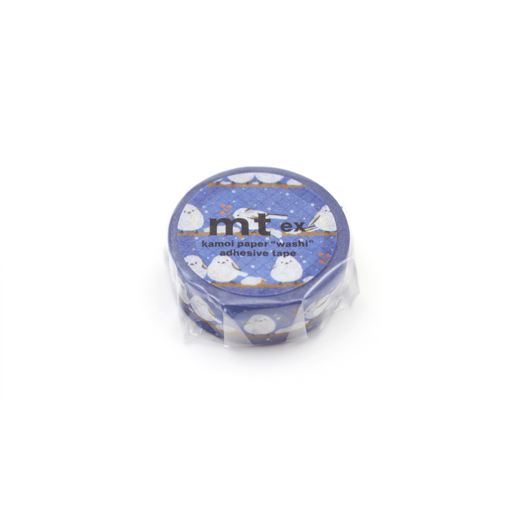 MT EX Washi Tape - Long-Tailed Tit Winter — applied on surface