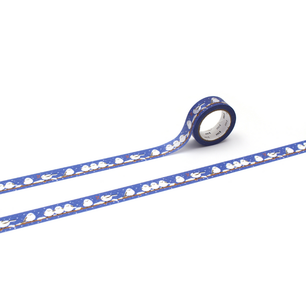 MT EX Washi Tape - Long-Tailed Tit Winter — roll front