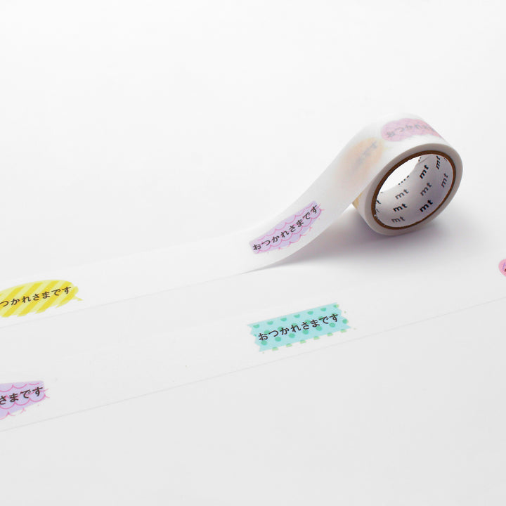 MT KakuKaku Washi Tape - Otsukaresamadesu with Perforations — roll front