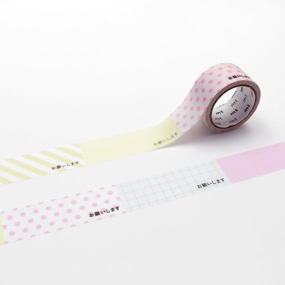 MT KakuKaku Washi Tape - Onegaishimasu with Perforations — roll front