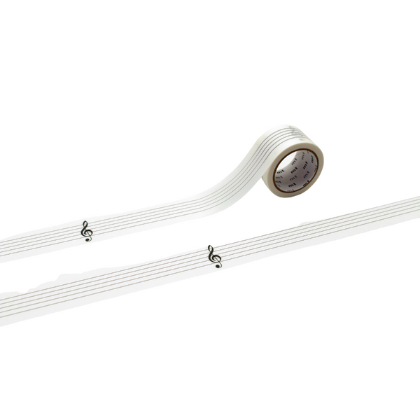 MT KakuKaku Washi Tape - Musical Staff and Treble Clef — roll front