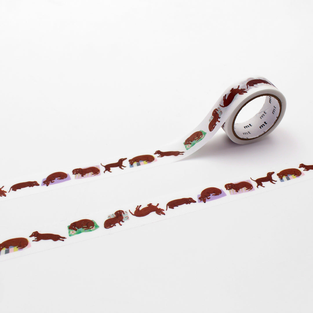 MT x Léa Maupetit Washi Tape - Sausage Dog — roll front