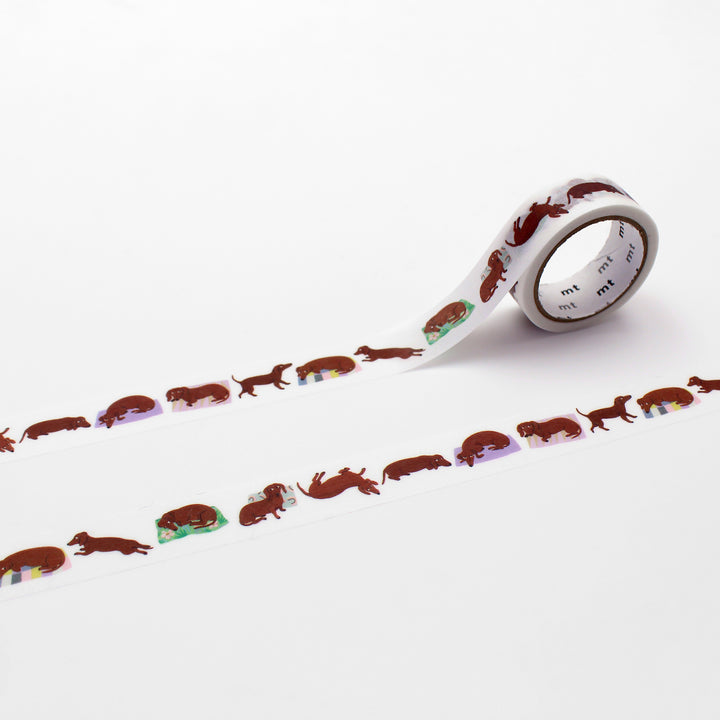 MT x Léa Maupetit Washi Tape - Sausage Dog — roll front