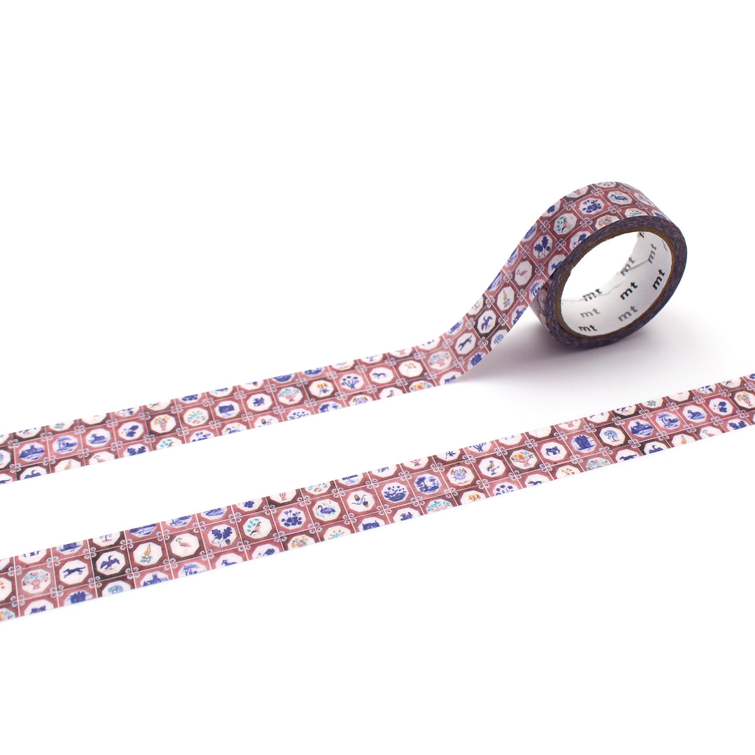 MT x Polly Fern Washi Tape - Tile — roll front