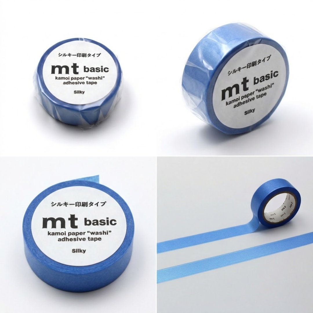 MT 1P Kamoi Washi Tape - Silky Blue — applied on surface