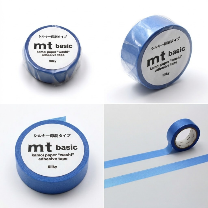 MT 1P Kamoi Washi Tape - Silky Blue — applied on surface