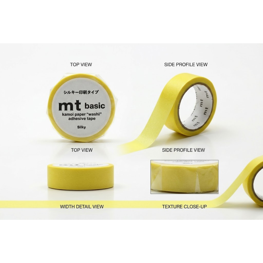 MT 1P Kamoi Washi Tape - Silky Yellow — applied on surface