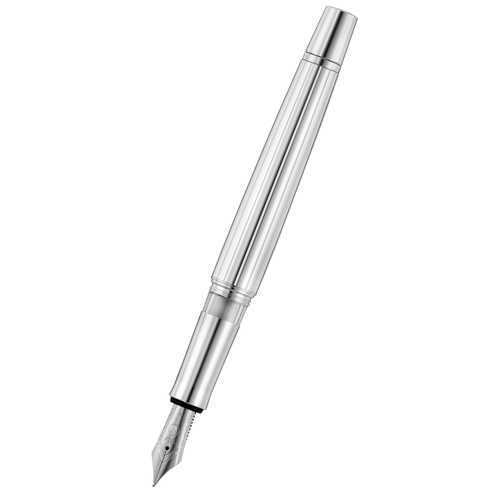 Waldmann Manager Fountain Pen - Silver Medium Steel Nib — capped