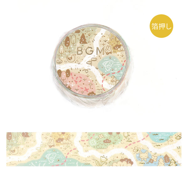 BGM Foil Stamping Masking Tape: Mysterious Journey - Map — roll front