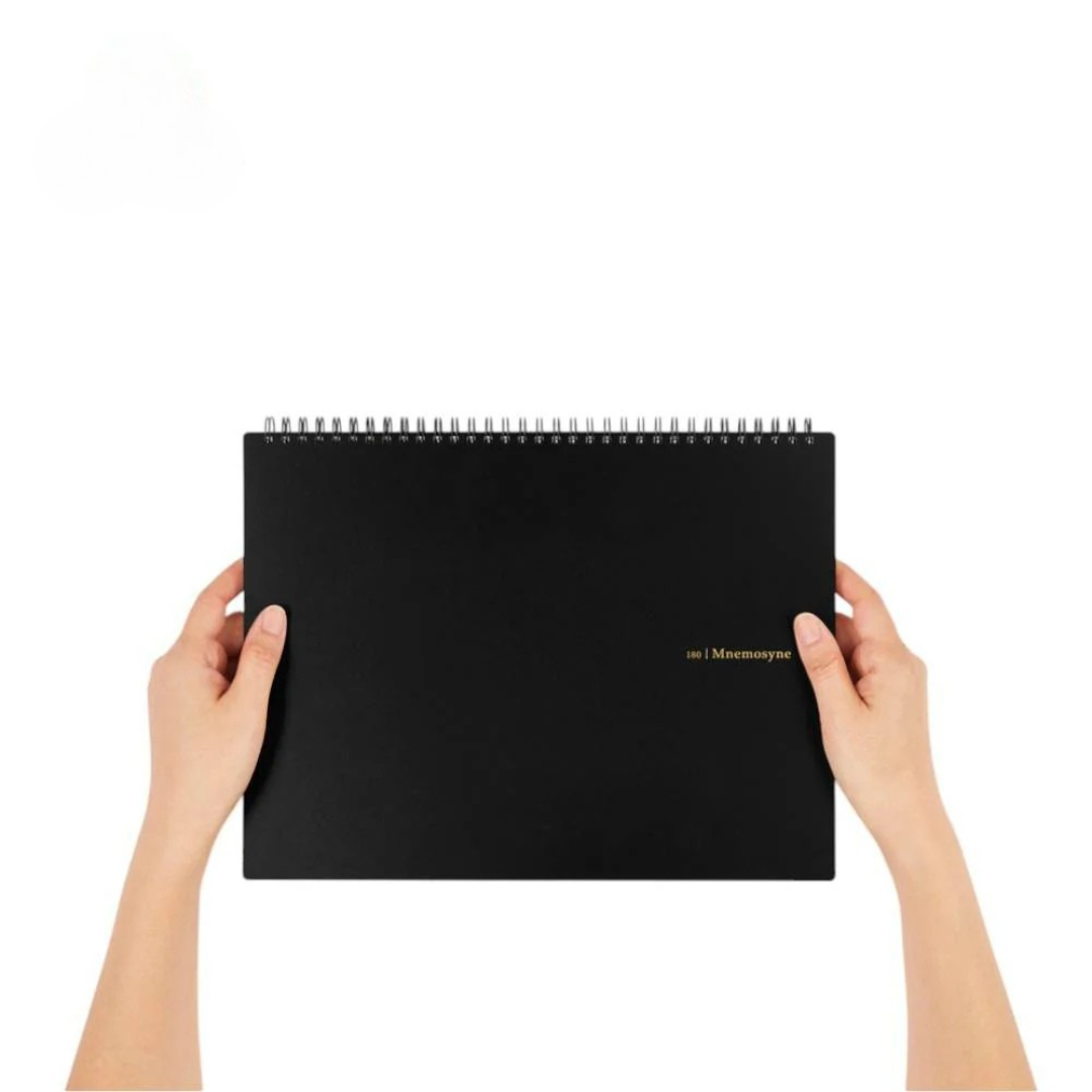 Maruman Mnemosyne A4 Notebook - Landscape / Blank (Black) — angle view