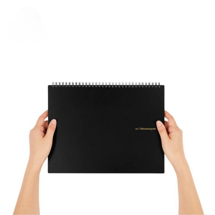 Maruman Mnemosyne A4 Notebook - Landscape / Blank (Black) — angle view