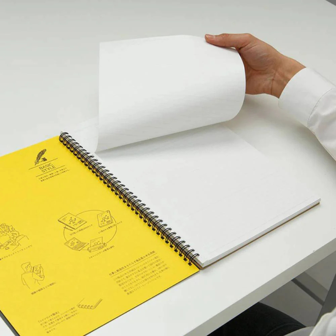 Maruman Mnemosyne A4 Notebook - Lined (Black) — flat lay