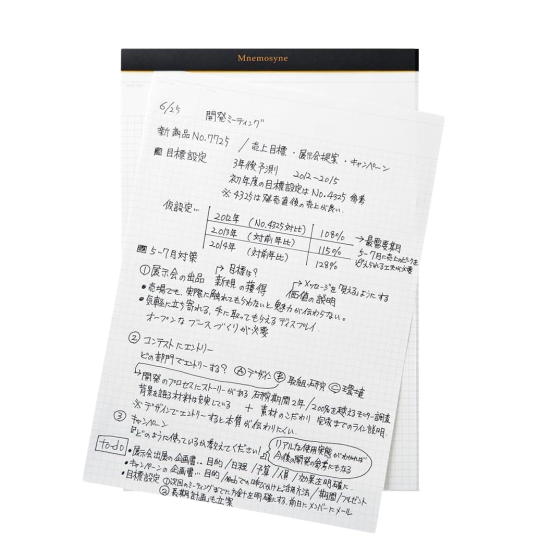 Maruman Mnemosyne A4 Notepad - Graph (Black) — detail view