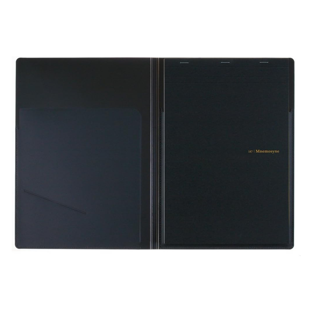Maruman Mnemosyne Notepad Holder with A4 Graph Notepad (Black) — detail view