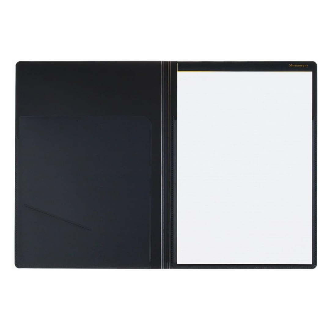 Maruman Mnemosyne Notepad Holder with A4 Graph Notepad (Black) — front view