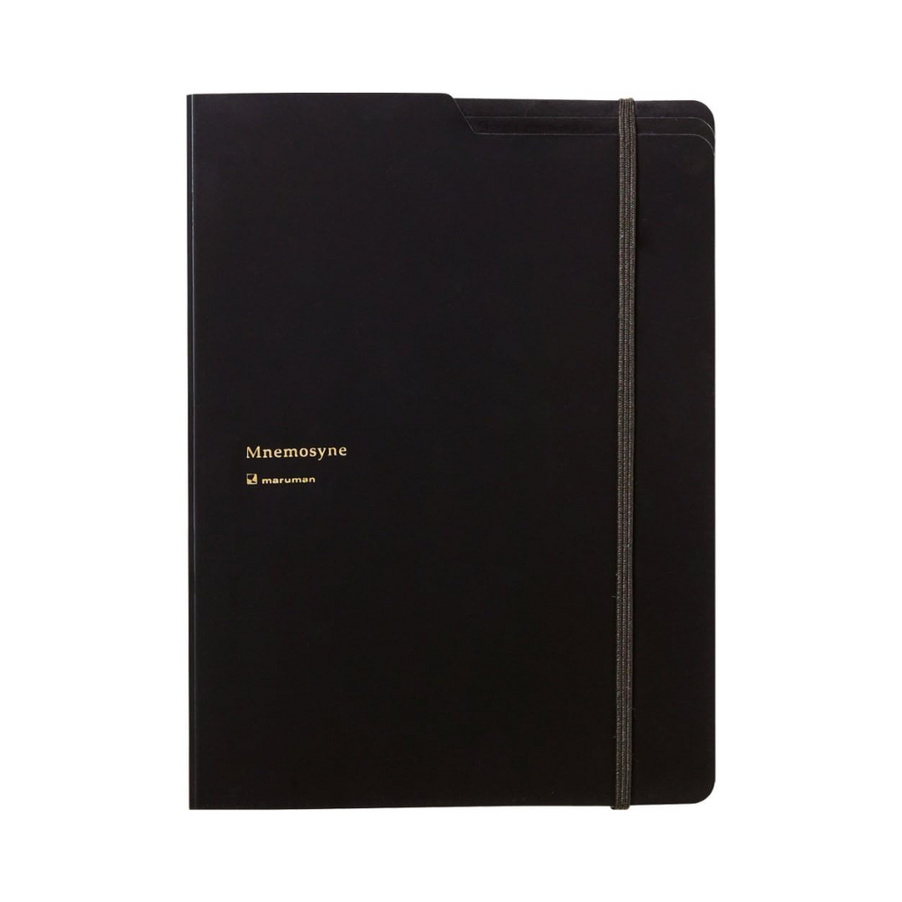 Maruman Mnemosyne Notepad Holder with 5 Pockets & A4 Graph Notepad (Black) — side view