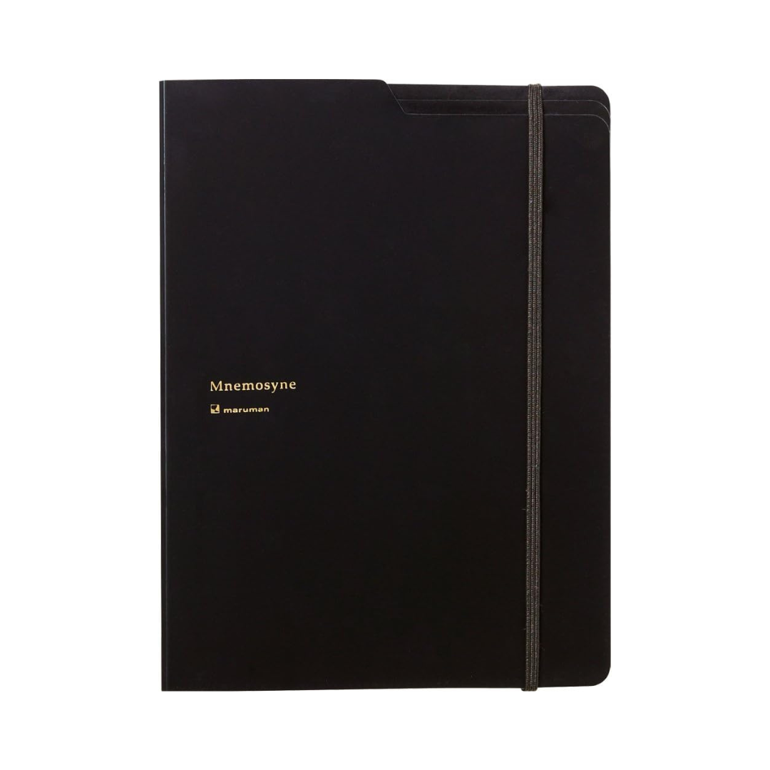 Maruman Mnemosyne Notepad Holder with 5 Pockets &amp; A4 Graph Notepad (Black) — side view