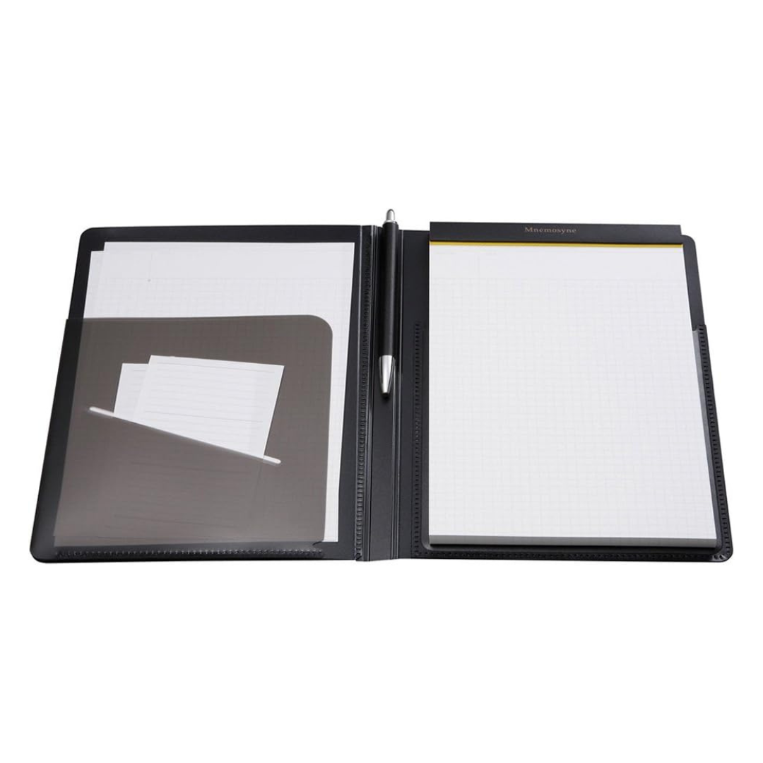 Maruman Mnemosyne Notepad Holder with 5 Pockets &amp; A4 Graph Notepad (Black) — detail view
