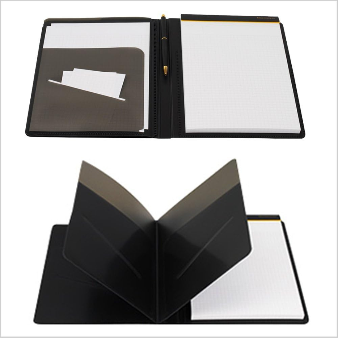 Maruman Mnemosyne Notepad Holder with 5 Pockets &amp; A4 Graph Notepad (Black) — with packaging