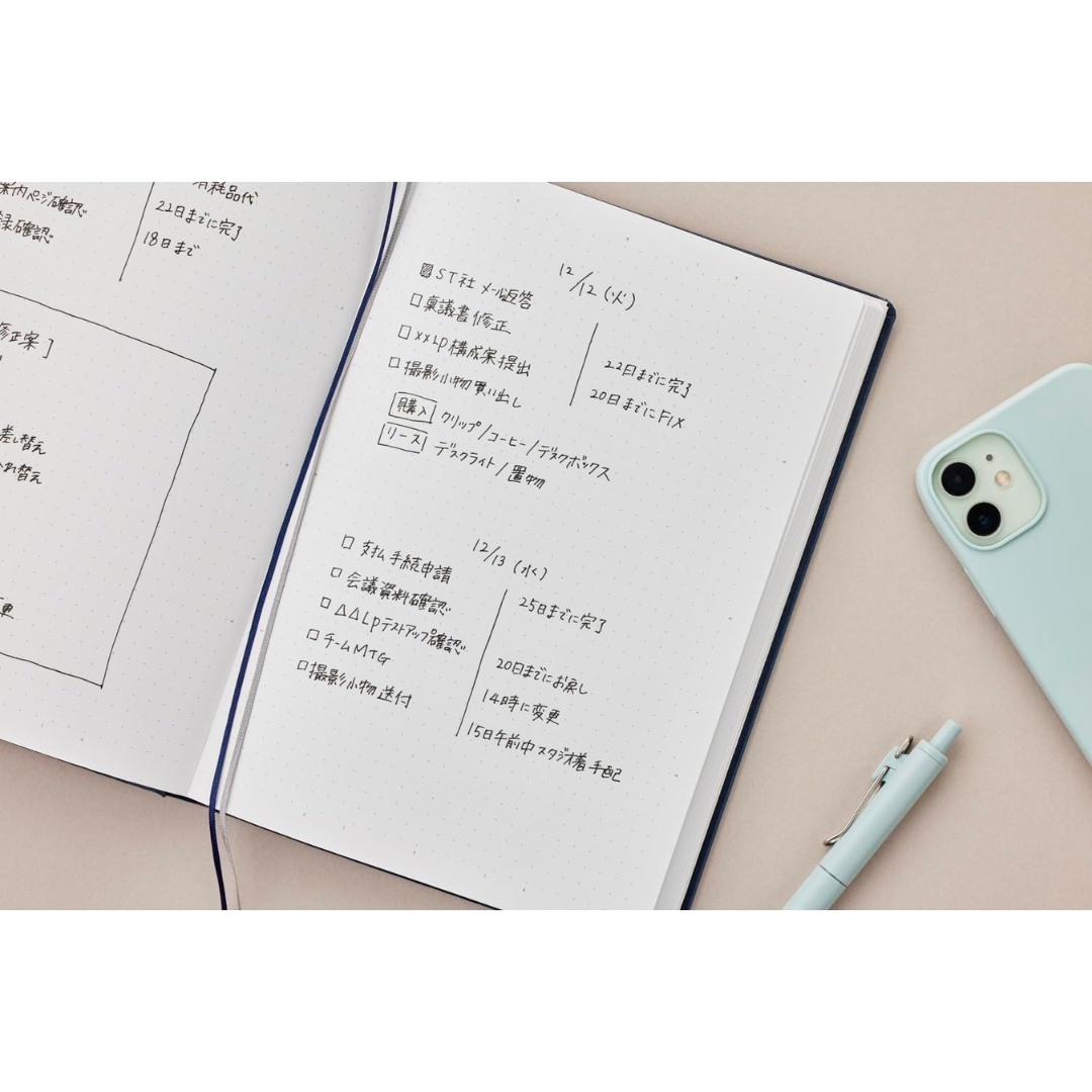 Maruman Mnemosyne A5 Journal Hardcover Notebook - Black — flat lay