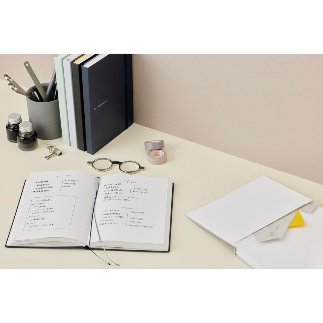 Maruman Mnemosyne A5 Journal Hardcover Notebook - Black — flat lay