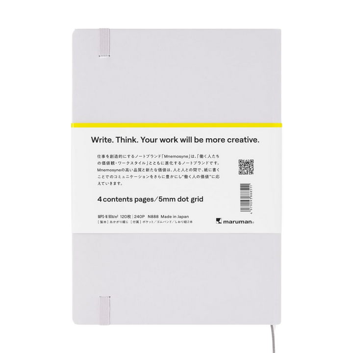 Maruman Mnemosyne A5 Journal Hardcover Notebook - Light Gray — with packaging