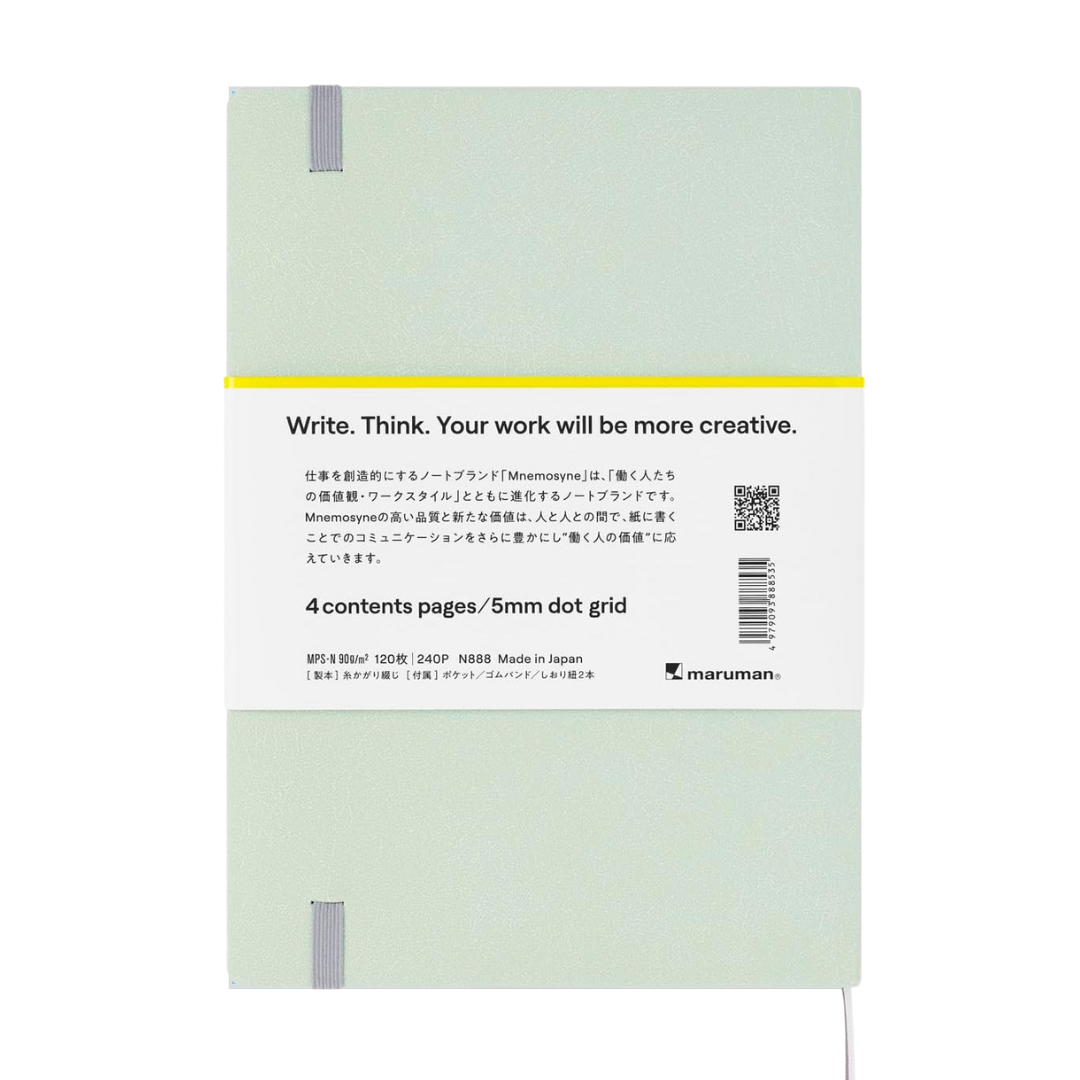 Maruman Mnemosyne A5 Journal Hardcover Notebook - Mint Green — with packaging