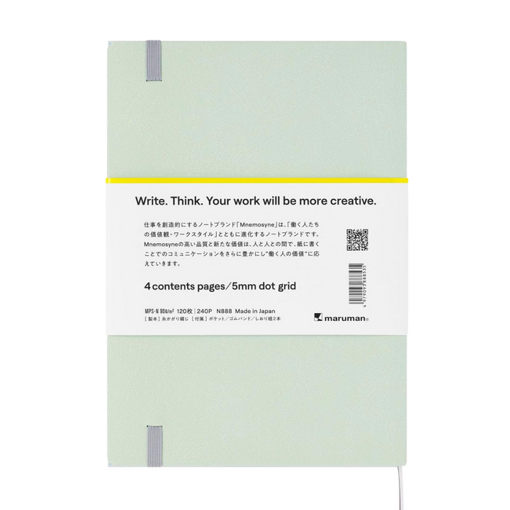 Maruman Mnemosyne A5 Journal Hardcover Notebook - Mint Green — with packaging