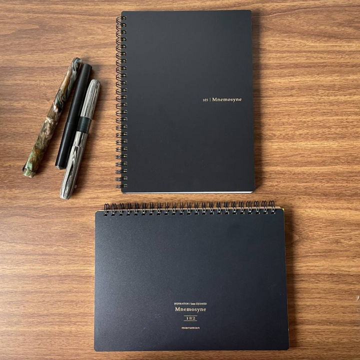 Maruman Mnemosyne A5 Notebook - Dot Grid (Black) — angle view