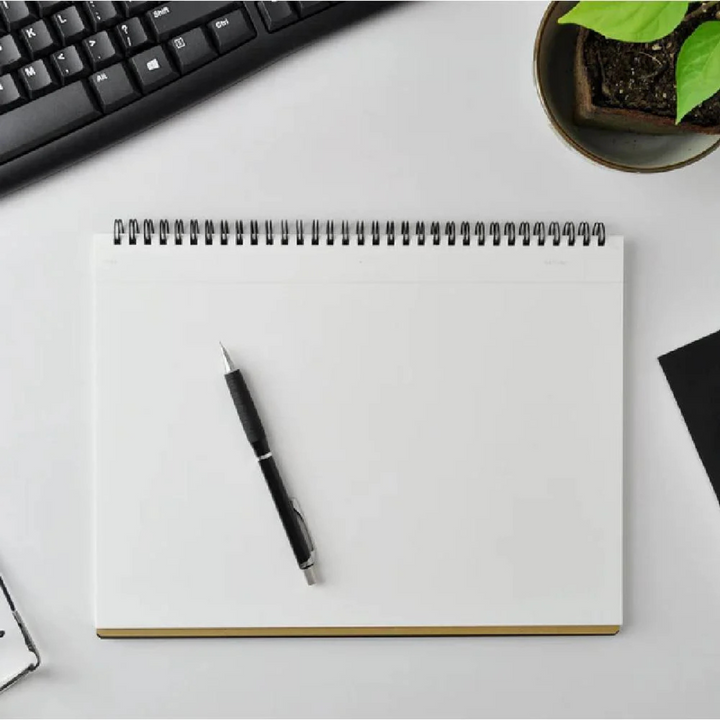Maruman Mnemosyne A5 Notebook - Landscape / Blank (Black) — flat lay