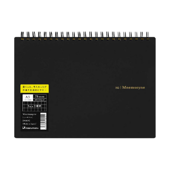 Maruman Mnemosyne A5 Notebook - Landscape / Graph (Black) — with packaging