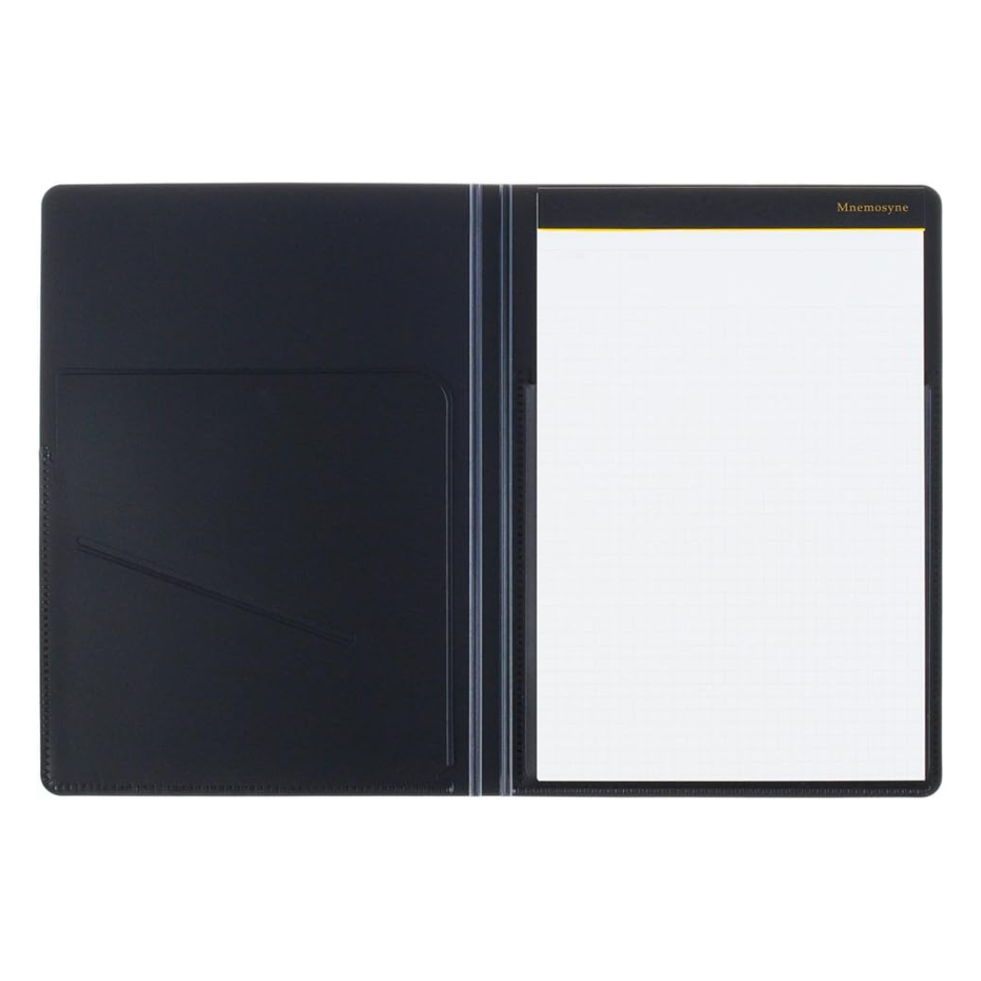 Maruman Mnemosyne Notepad Holder with A5 Graph Notepad (Black) — front view