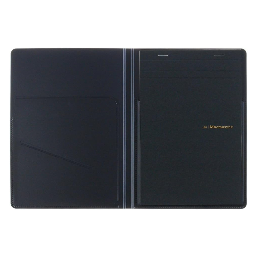 Maruman Mnemosyne Notepad Holder with A5 Graph Notepad (Black) — side view