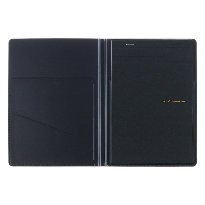 Maruman Mnemosyne Notepad Holder with A5 Graph Notepad (Black) — side view